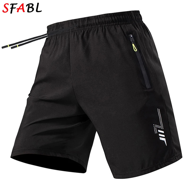 Summer Men's Shorts Cool Sportswear Running Sport Shorts Casual Bottoms Gym Fitness Training Jogging Short Pants Men Black Gray